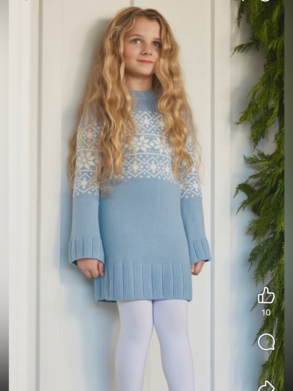 Girls Light Blue Fair Isle Knit Sweater Dress Finding Foxtale